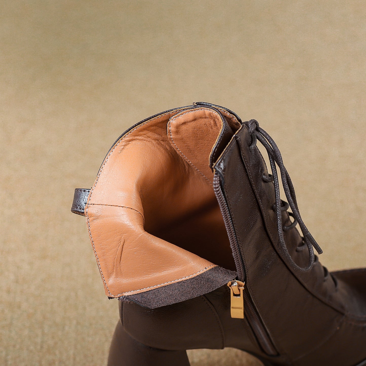 TinaCus Genuine Leather Lace/Zip up Short Boots Women's Square Toe Handmade Platform High Chunky Heels Booties