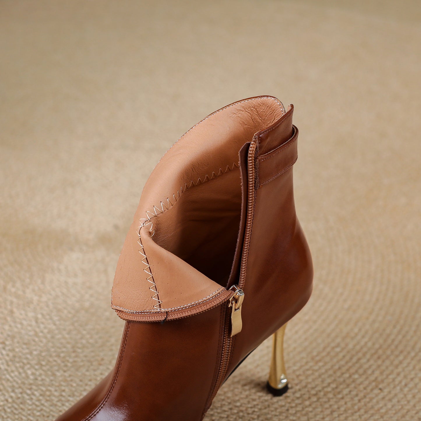 TinaCus Women’s Genuine Leather Handmade Cap Toe Stiletto Heel Zip up Ankle Boots