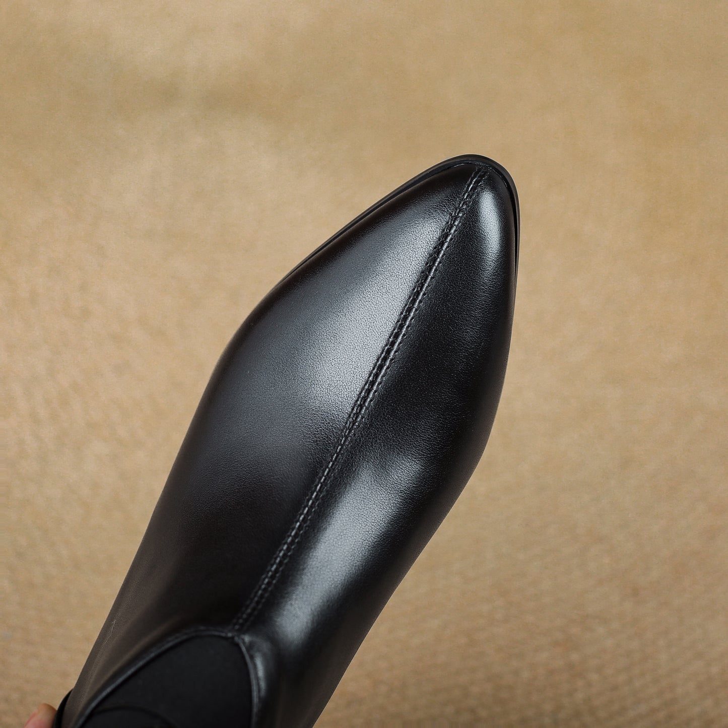 TinaCus Women's Leather Pointed Toe Ankle Booties Handmade Back Zipper Chunky Low Heel Dress Boots