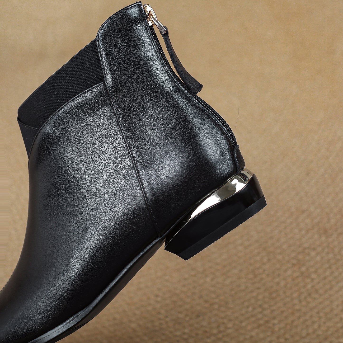 TinaCus Women's Leather Pointed Toe Ankle Booties Handmade Back Zipper Chunky Low Heel Dress Boots