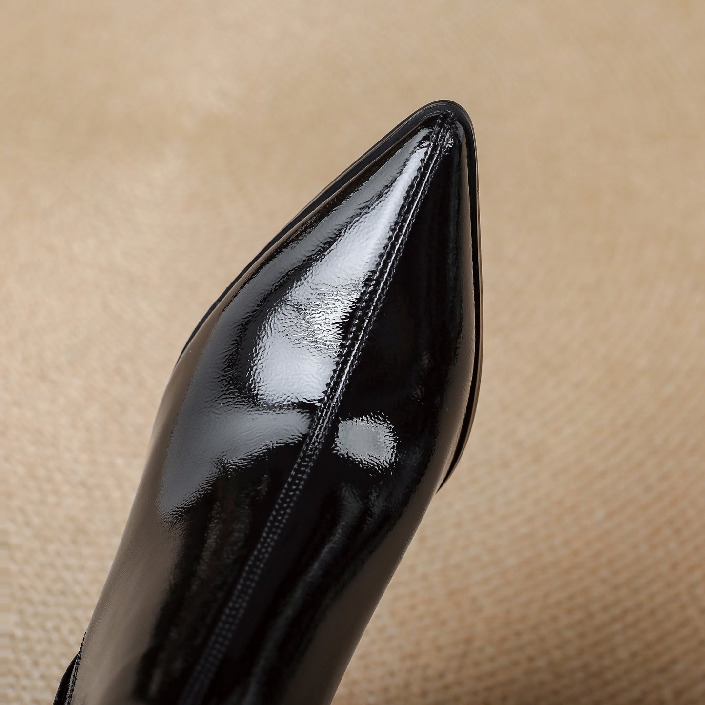 TinaCus Women’s Patent Leather Pointed Toe Handmade Block Heel Zip up Booties