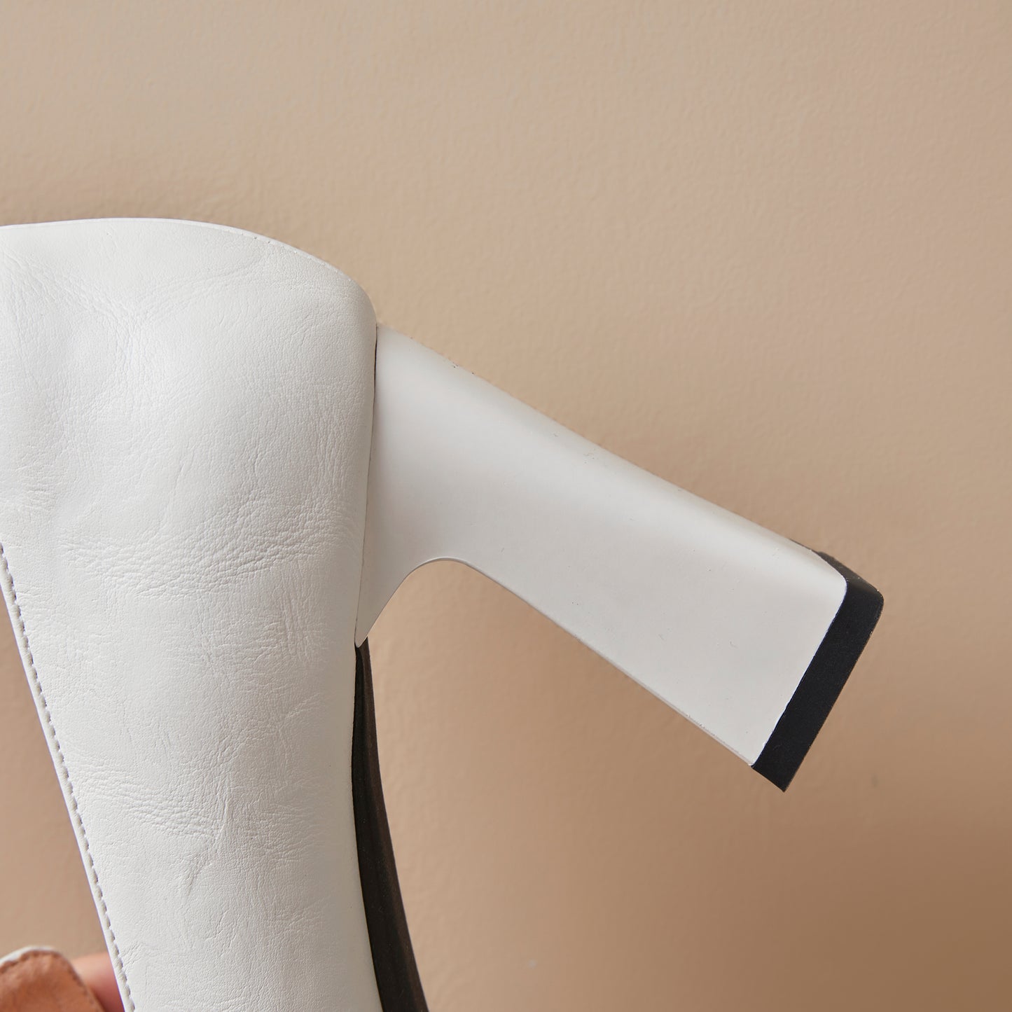 TinaCus Women's Pointed Toe Handmade Metal Buckle High Block Heels Trendy Pumps Shoes