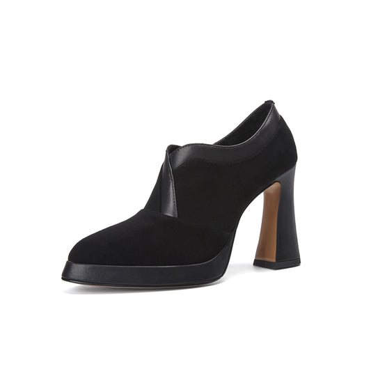 TinaCus Women's Suede Leather Handmade Platform High Heel Pumps Shoes