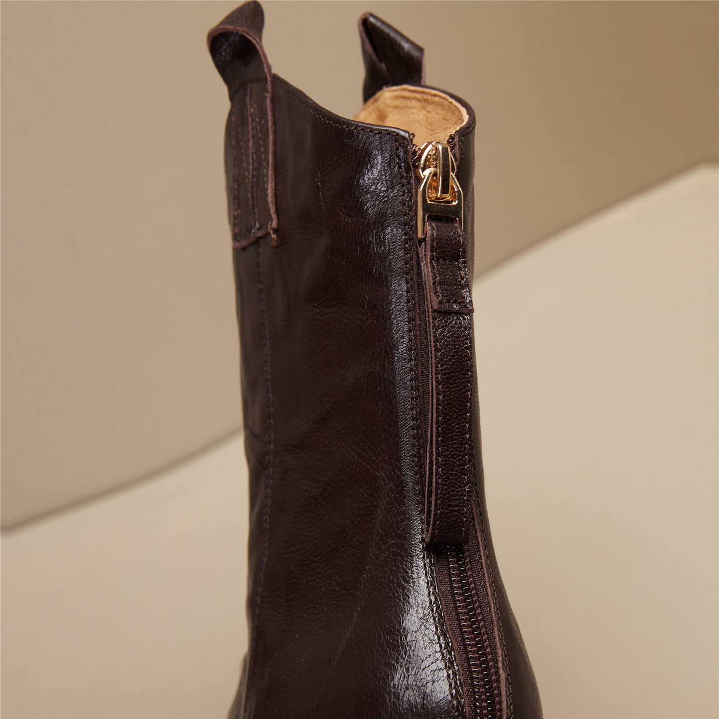 TinaCus Women's Genuine Leather Sexy High Heel Handmade Platform Back Zip Mid Calf Boots