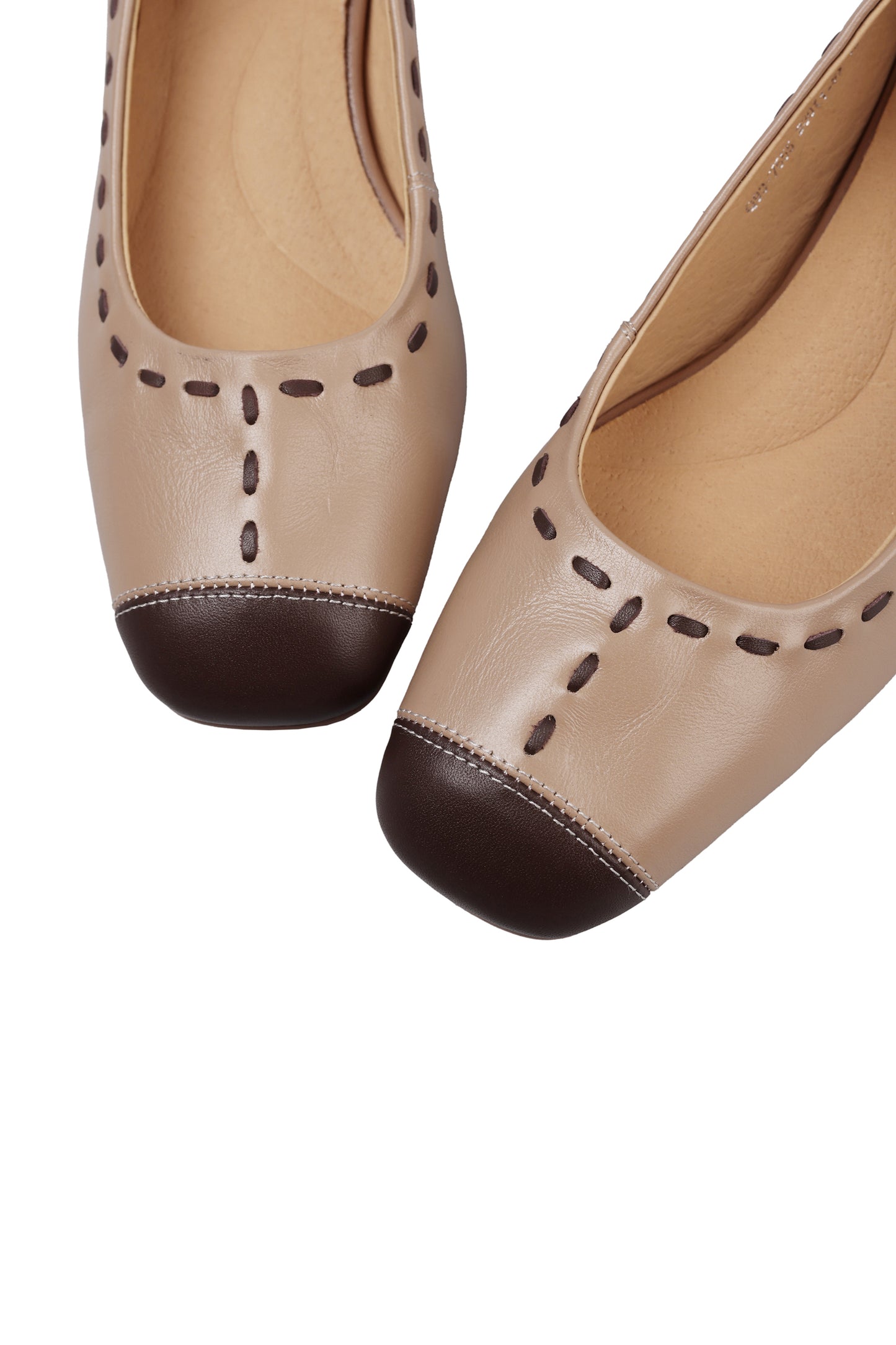 TinaCus Women's Two-Tone Block Heel Pumps Round Toe Slip-On Comfortable Work Dress Shoes with Stitches