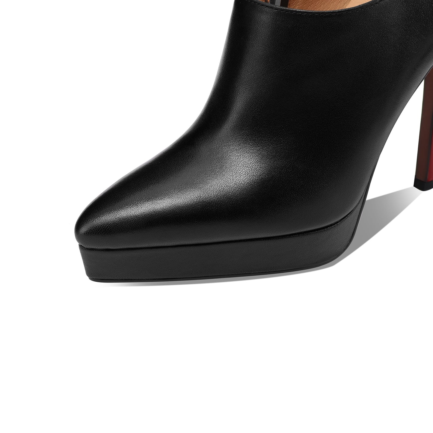 TinaCus Women's Pointed Toe Handmade Ankle Strap Buckle Platform Stiletto High Heels Zip Up Genuine Leather Pumps