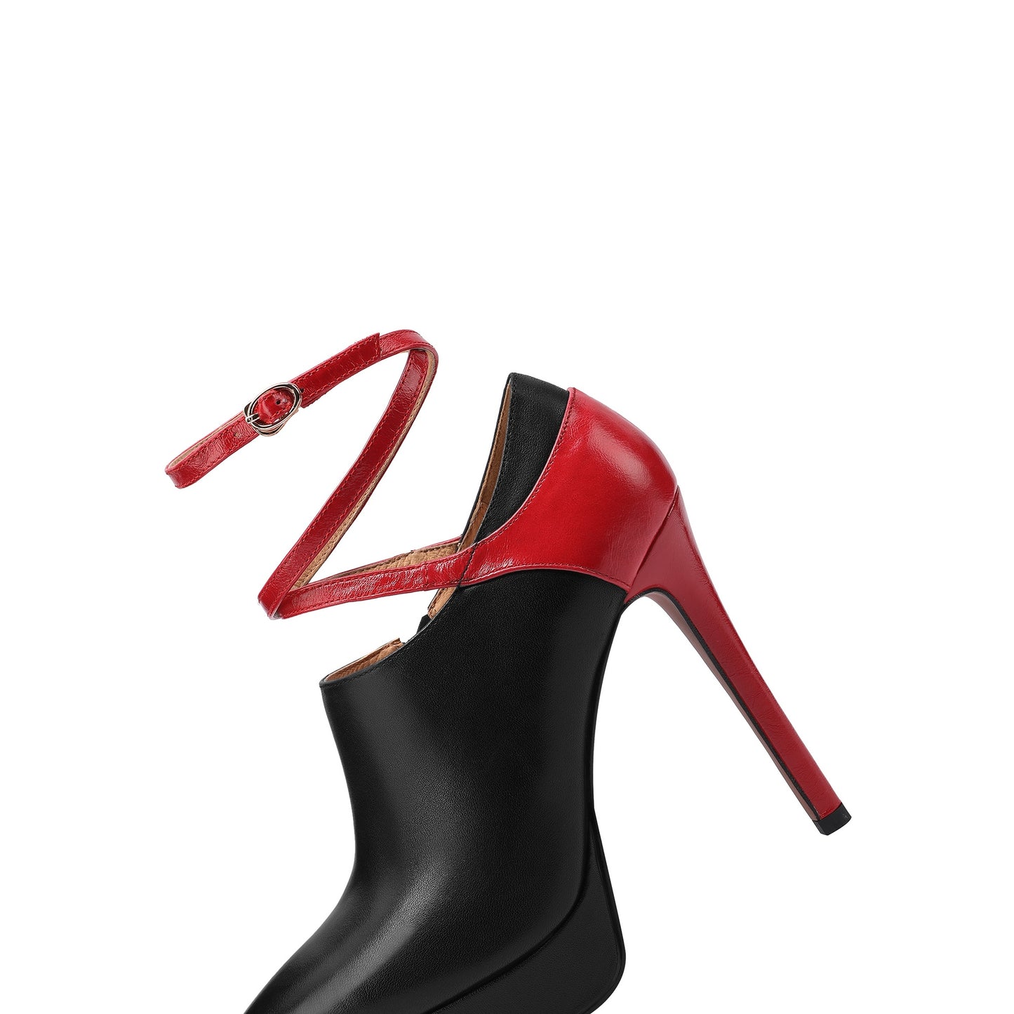 TinaCus Women's Pointed Toe Handmade Ankle Strap Buckle Platform Stiletto High Heels Zip Up Genuine Leather Pumps