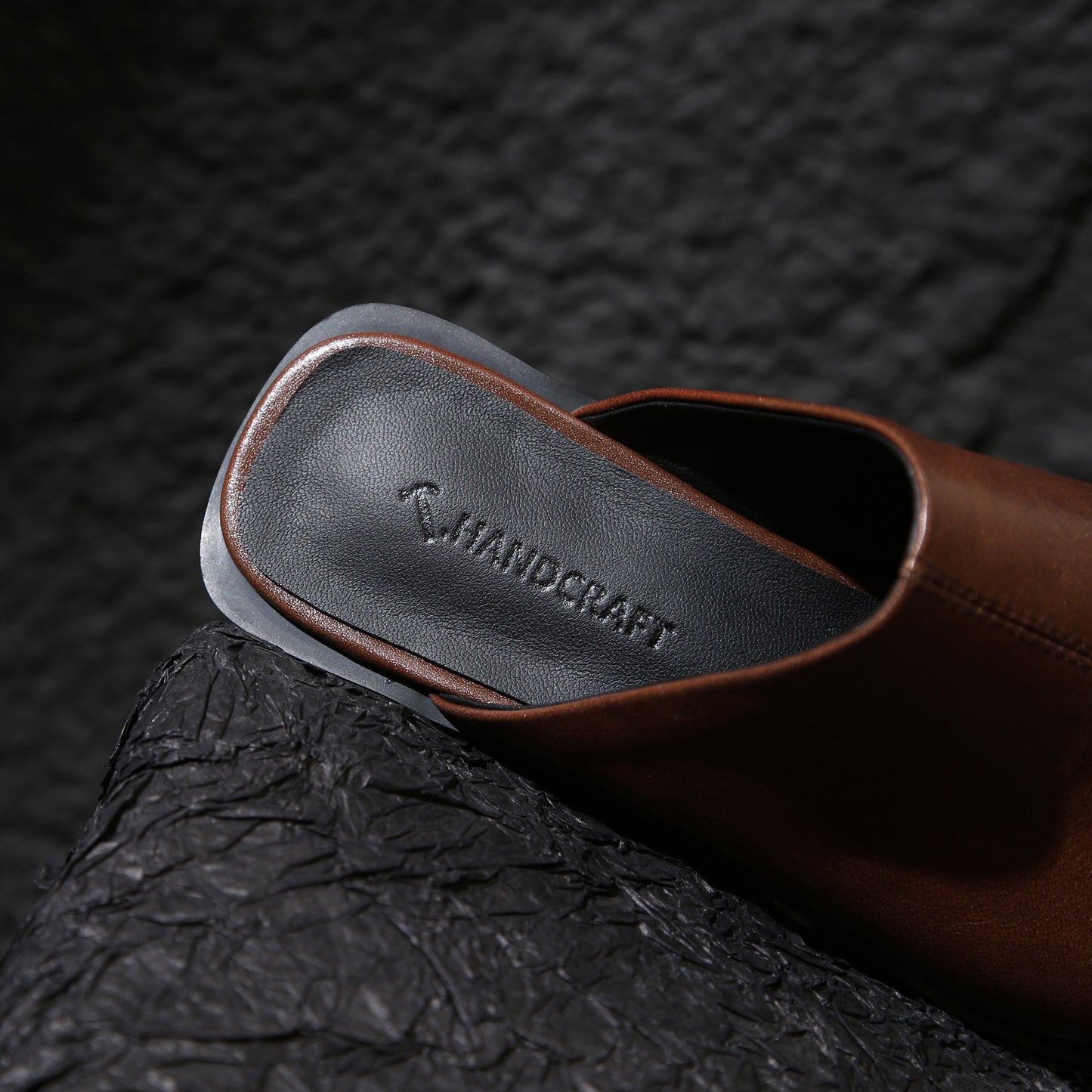 TinaCus Handmade Women's Genuine Leather Cap-Toe Stackled Heel Backless Mules Shoes