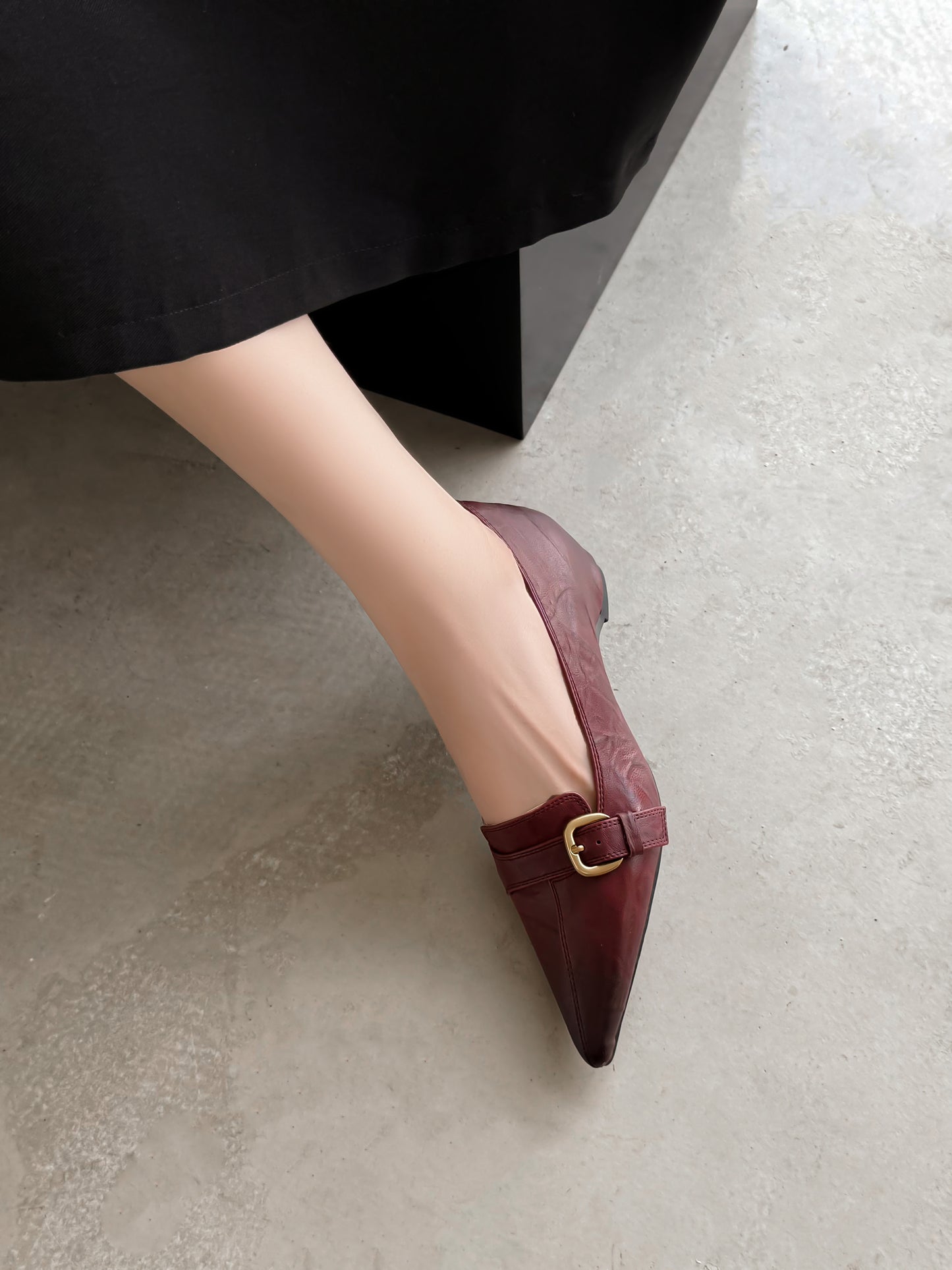 TinaCus Handmade Women's Genuine Leather Pointed Toe Decor Buckle Wedge Heel Office Dress Loafer Shoes