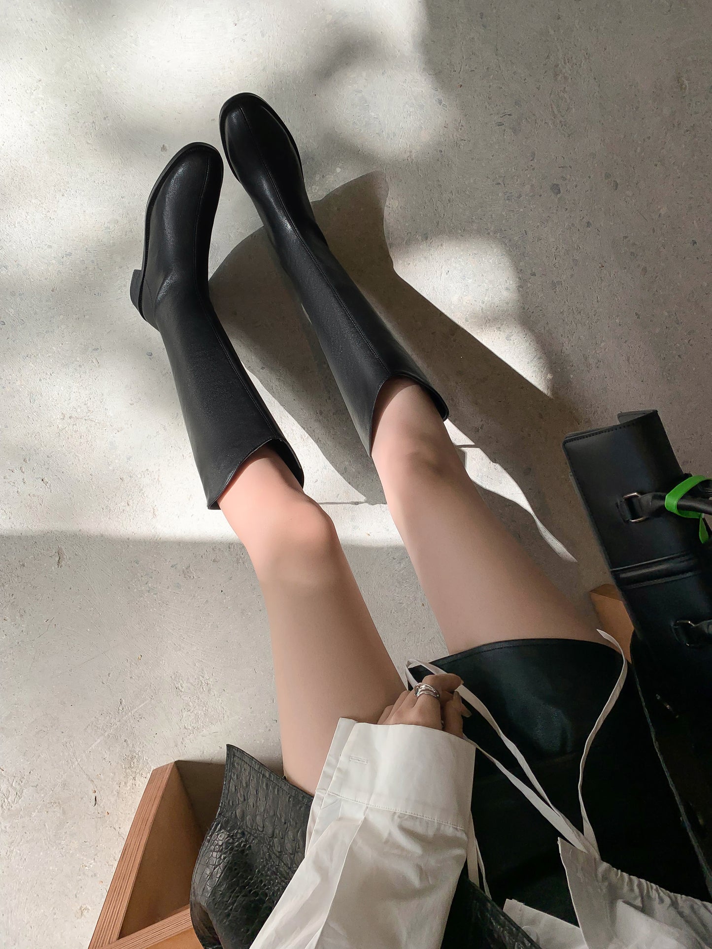 TinaCus Women's Genuine Leather Handmade Back Zipper Knee High Boots