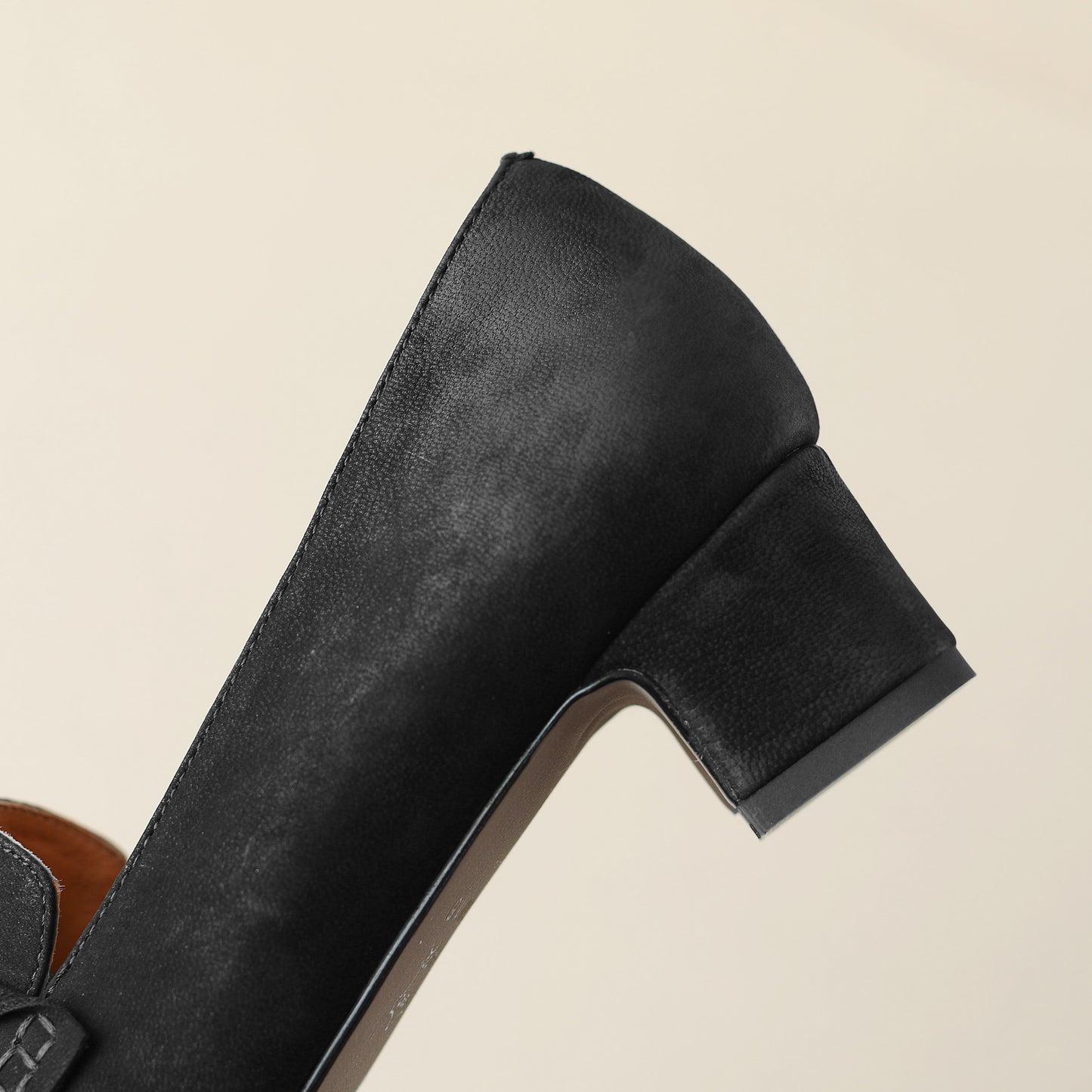 TinaCus Women's Handmade Genuine Leather Pointed Toe Block Heel Pumps Shoes