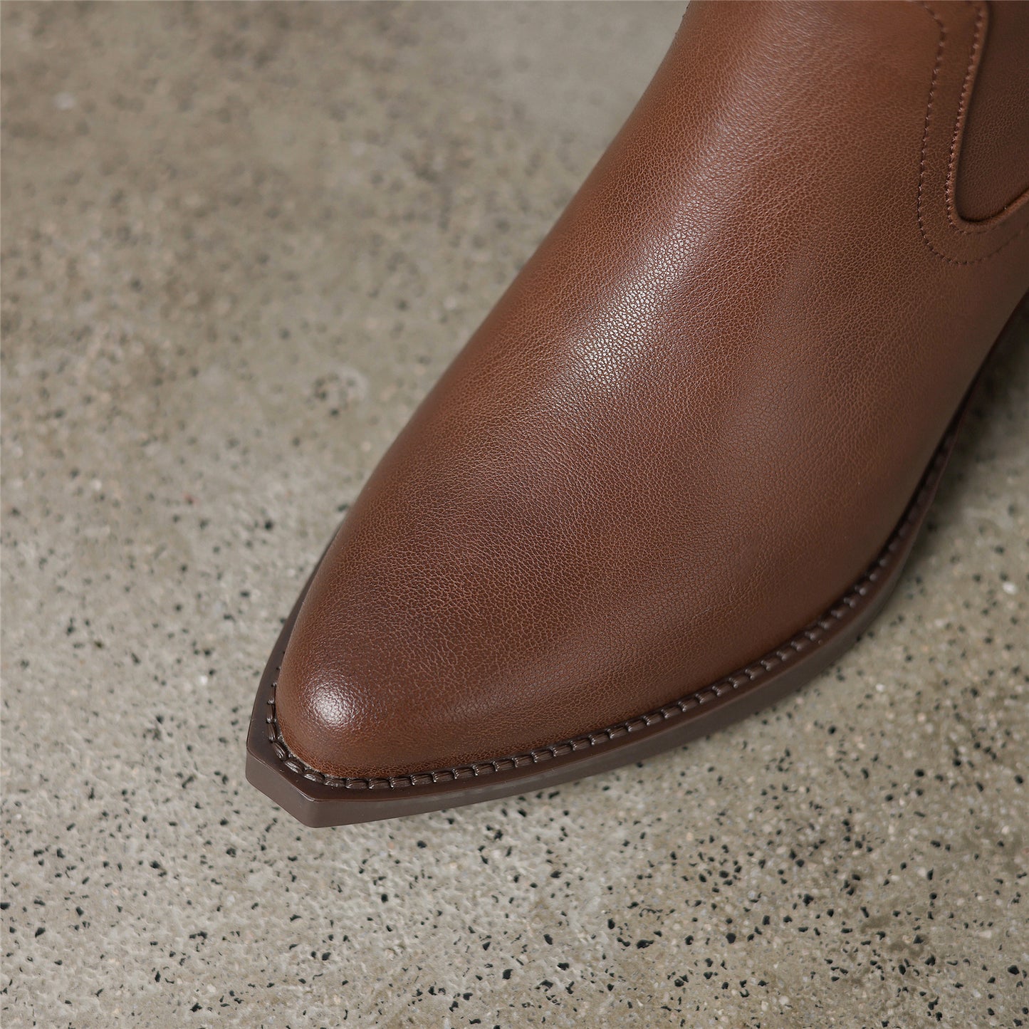 TinaCus Women's Genuine Leather Ruffle Block Heel Handmade Pointed Toe Western Mid-Calf Boots