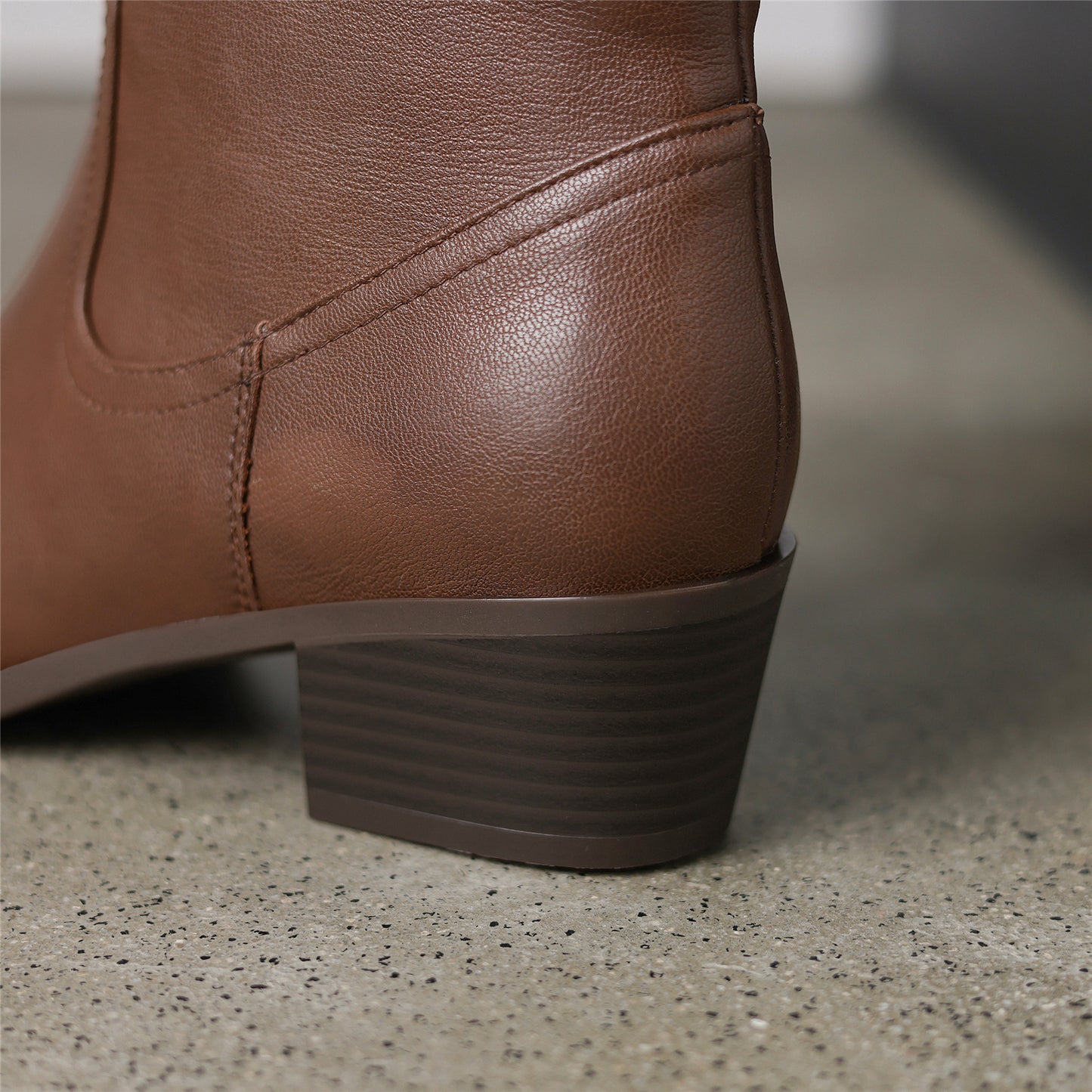 TinaCus Women's Genuine Leather Ruffle Block Heel Handmade Pointed Toe Western Mid-Calf Boots