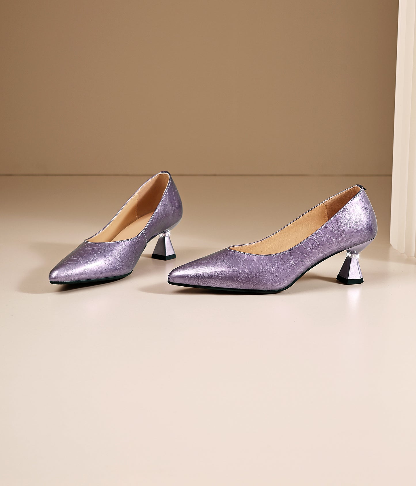 TinaCus Handmade Women's Patent Leather Pointed Toe Slip On Low Heel with Rhinetone Pumps Shoes