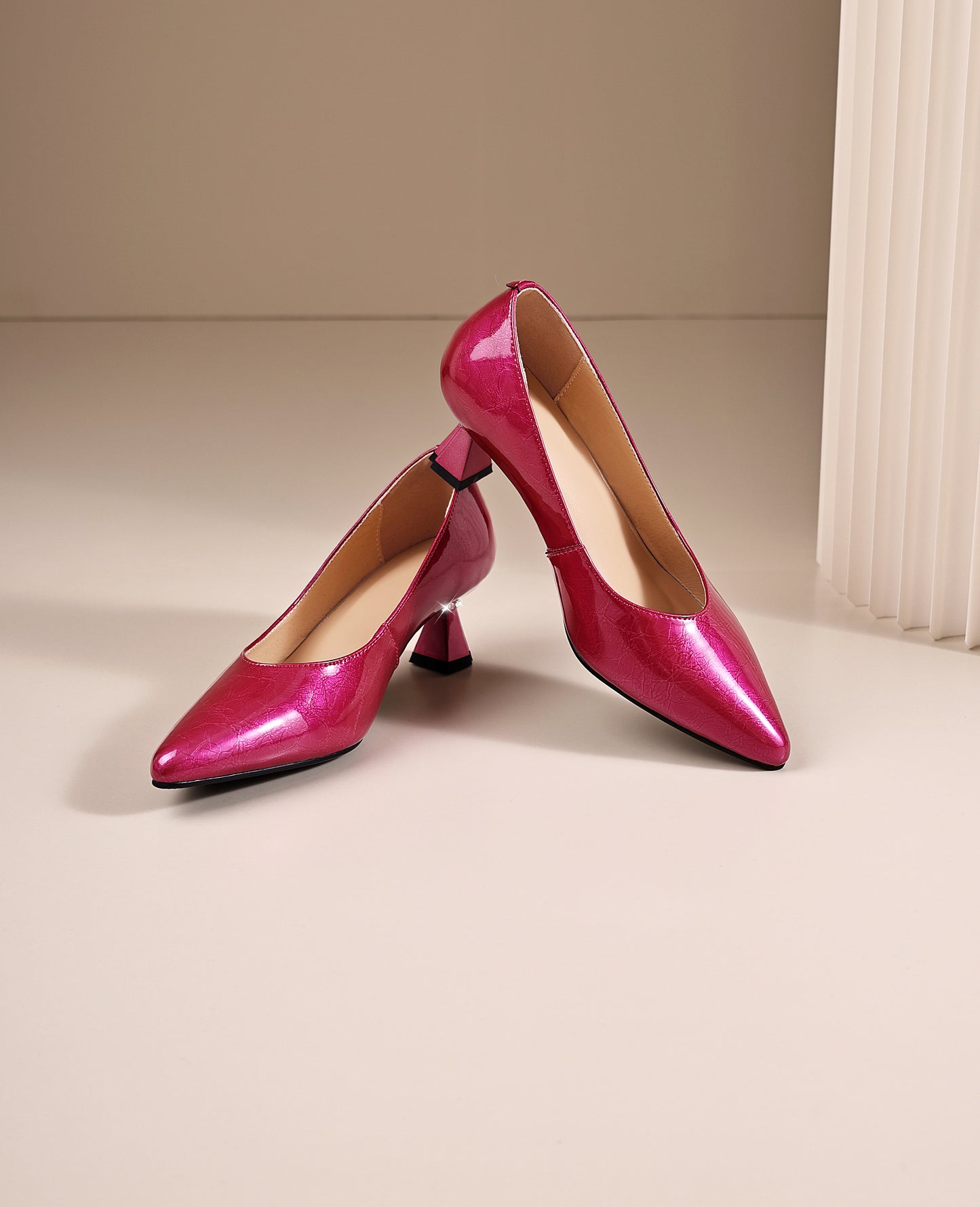 TinaCus Handmade Women's Patent Leather Pointed Toe Slip On Low Heel with Rhinetone Pumps Shoes