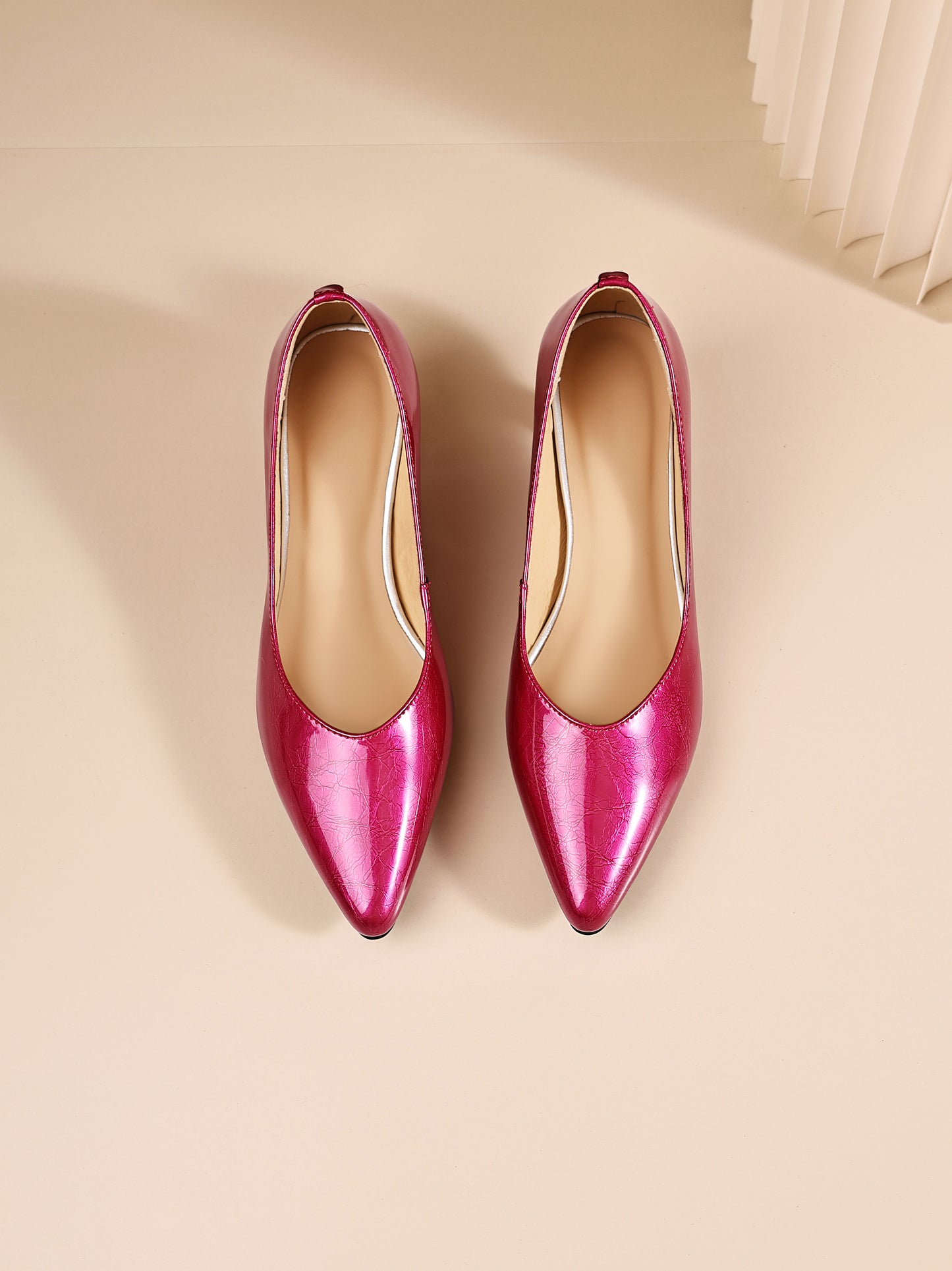 TinaCus Handmade Women's Patent Leather Pointed Toe Slip On Low Heel with Rhinetone Pumps Shoes