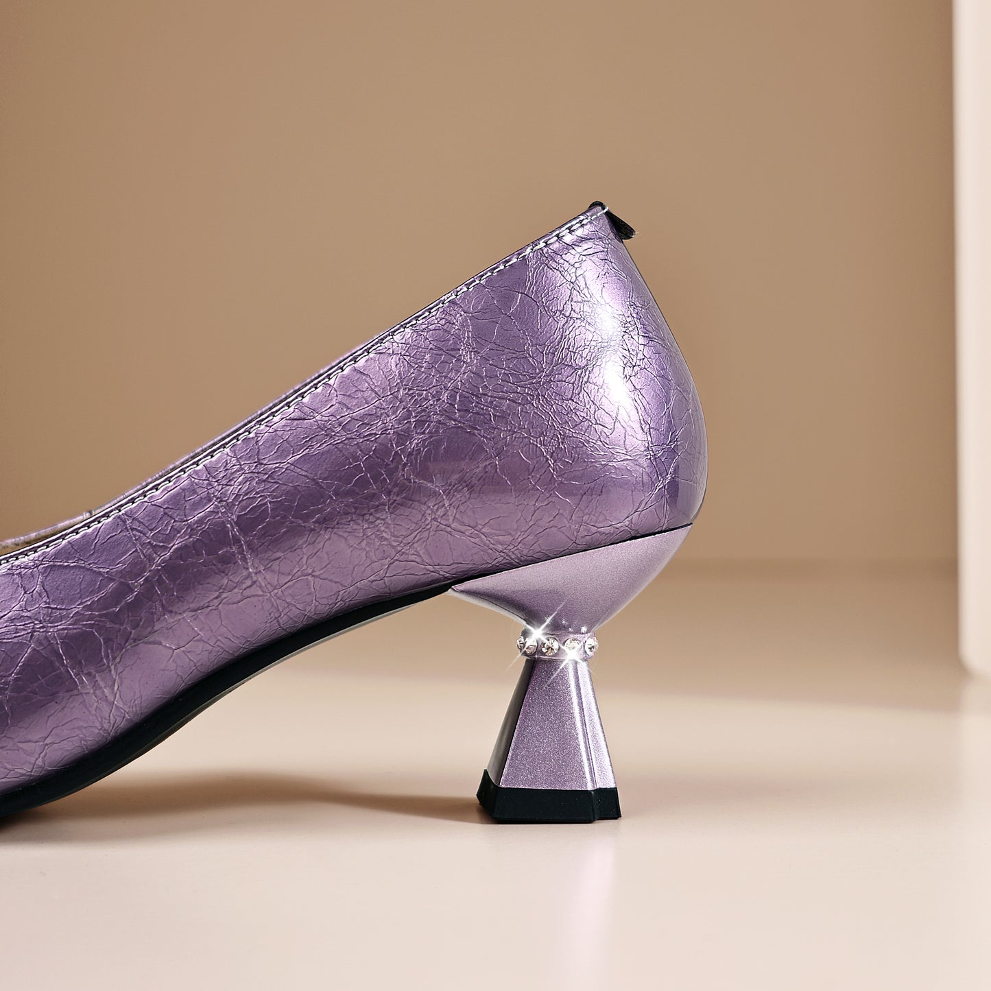 TinaCus Handmade Women's Patent Leather Pointed Toe Slip On Low Heel with Rhinetone Pumps Shoes