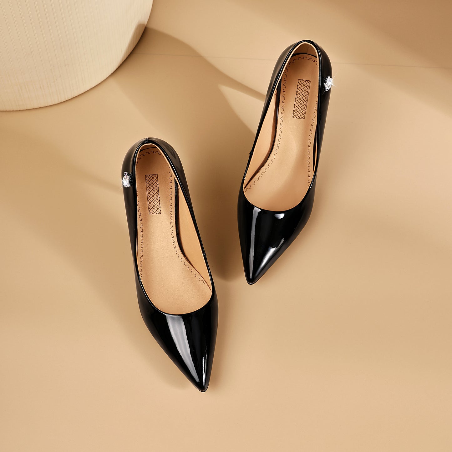 TinaCus Handmade Women's Genuine/Patent Leather Rhinetone Flower Pointed Toe Sexy Stiletto Heel Pump Shoes