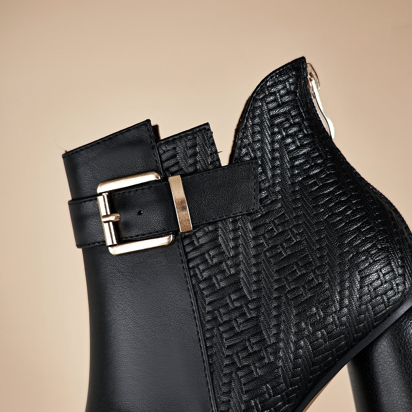 TinaCus Women's Round Toe Handmade Strap Buckle Chunky Heels Genuine Leather Zip up Ankle Boots