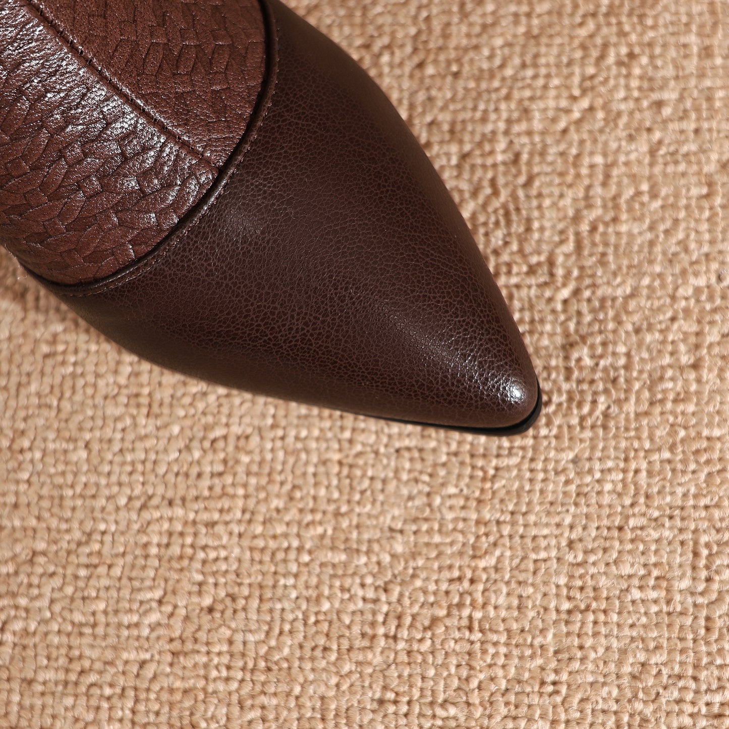 TinaCus Women's Genuine Leather Handmade Embossed Ankle Pendant Pointed Toe Spool Low Heel Ankle Booties