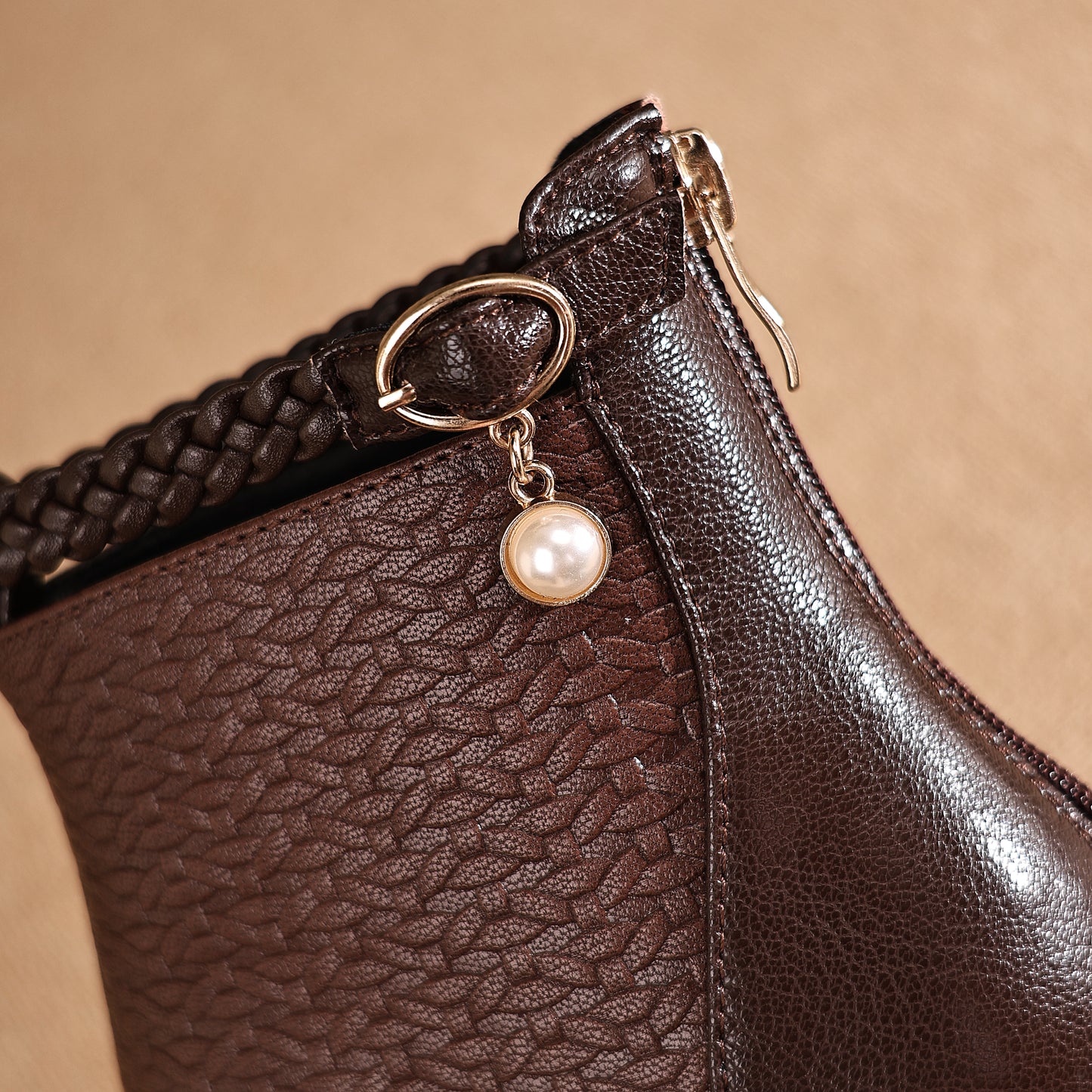 TinaCus Women's Genuine Leather Handmade Embossed Ankle Pendant Pointed Toe Spool Low Heel Ankle Booties