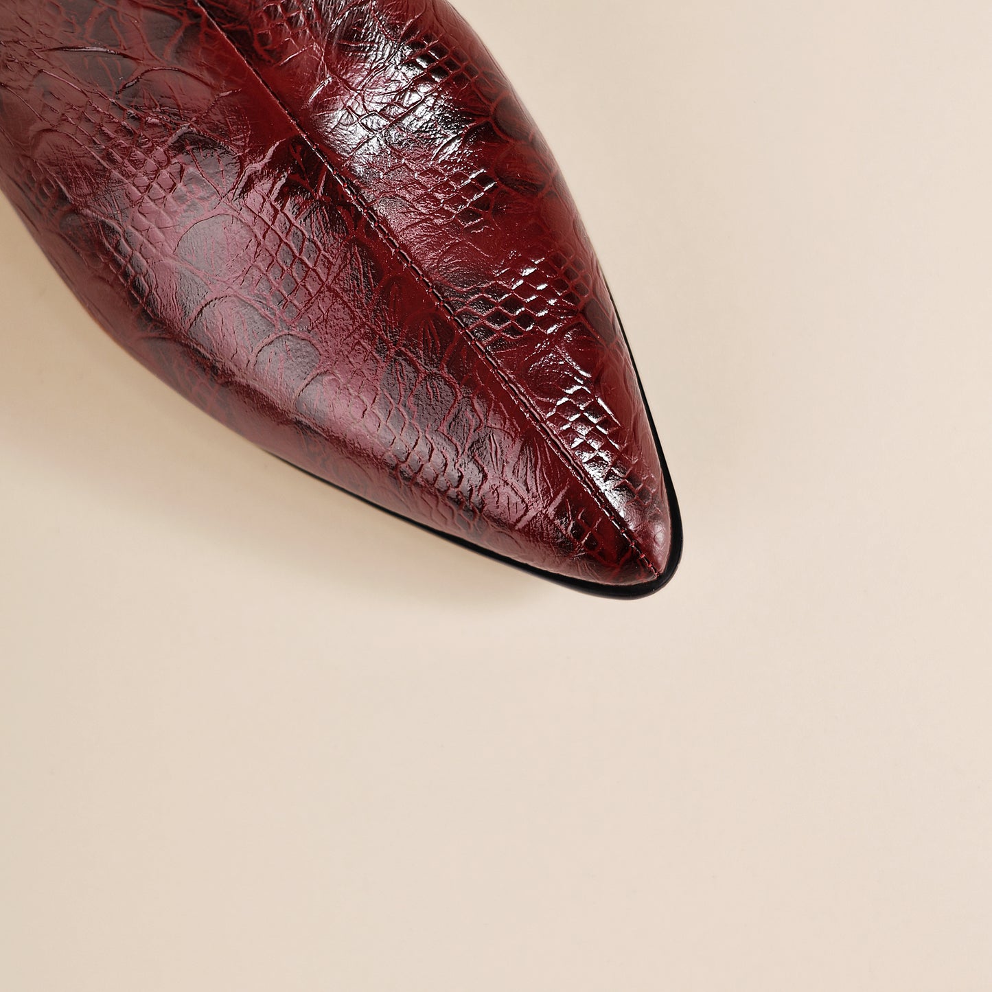 TinaCus Genuine Leather Women's Pointed Toe Handmade Chunky Heels Zip up Ankle Boots with Pearls