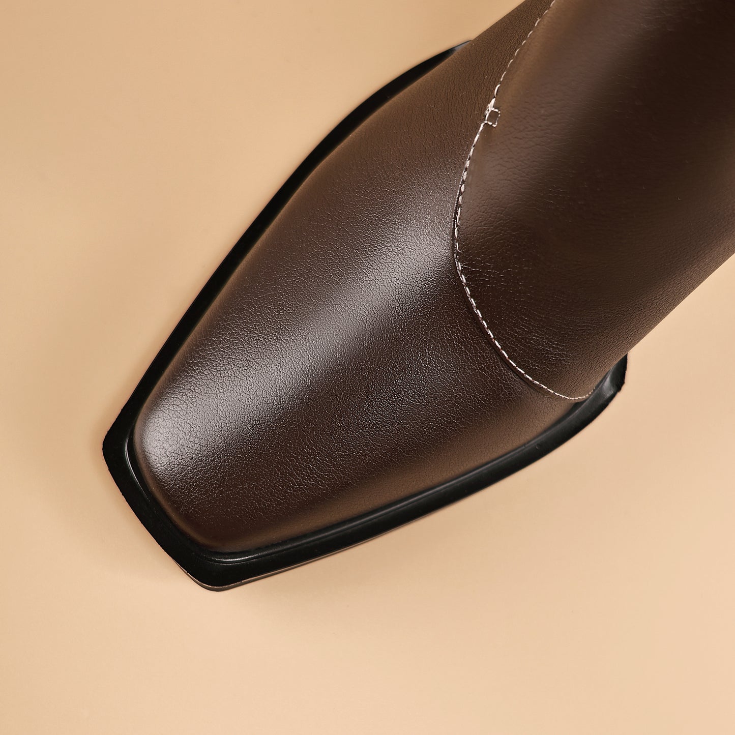 TinaCus Genuine Leather Women's Short Boots Handmade Pearl Button Square Toe Block Heels