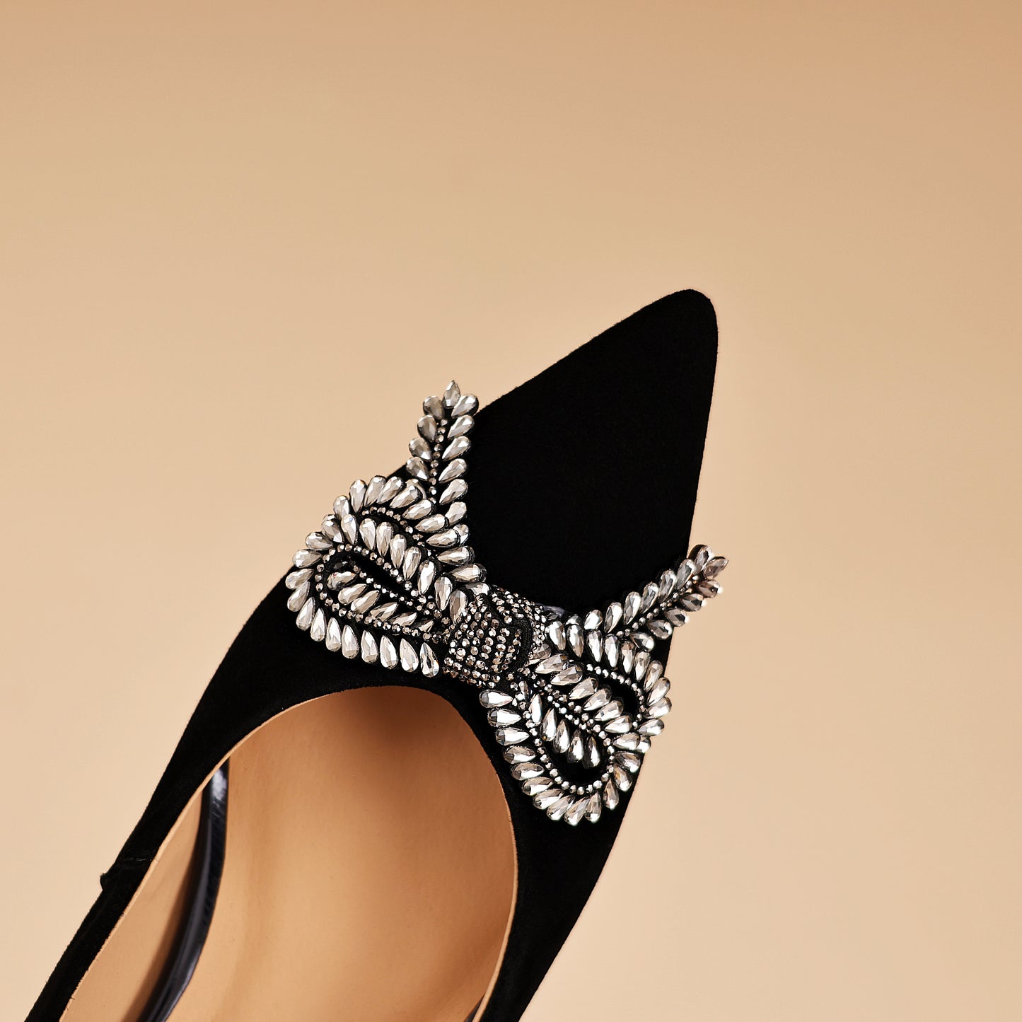 TinaCus Women's Kitten Heel Pumps Handmade Suede Leather Rhinestone Bow Pointed Toe Dress Shoes Wedding Business