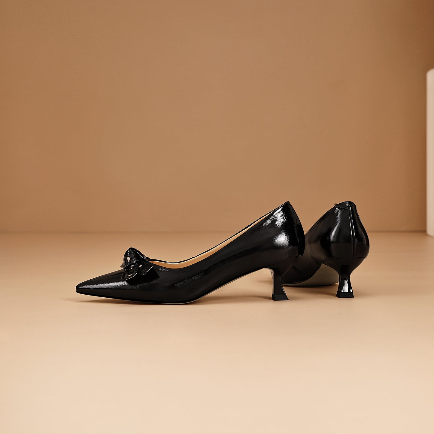 TinaCus Women's Kitten Heel Pumps Handmade Genuine Leather Bowknot with Holes Pointed Toe Dress Shoes Wedding Business