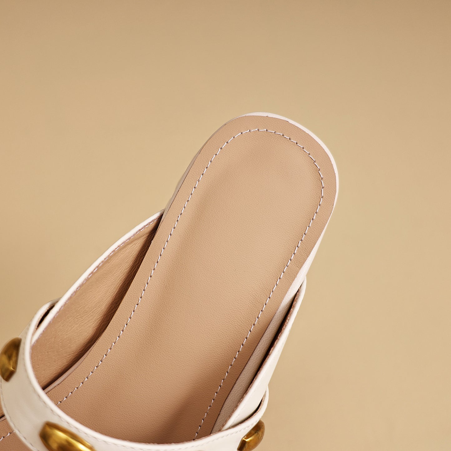 TinaCus Women's Round Toe Genuine Leather Mules Handmade Low Block Heel Woven Summer Slippers