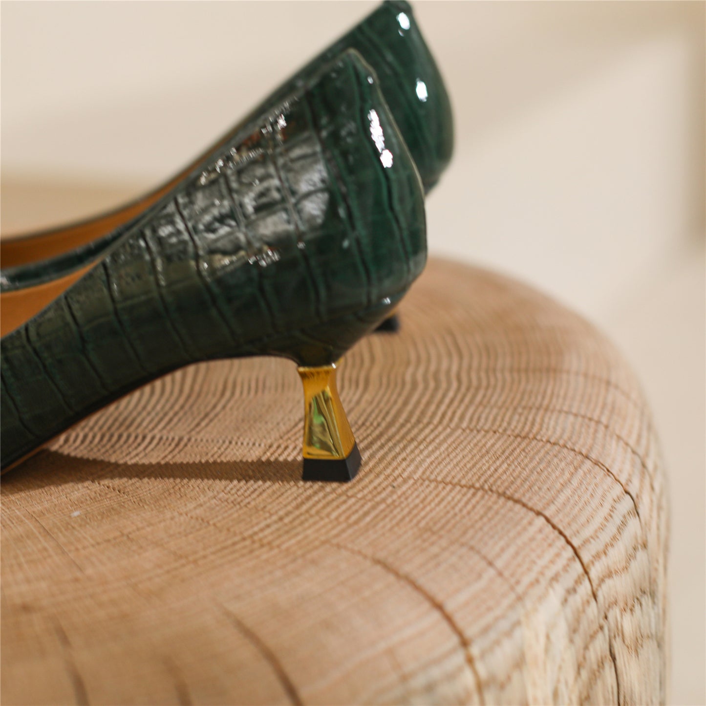 TinaCus Women's Cap Toe Plaid Patent Leather Handmade Kitten Heel Slip On Chic Pumps Shoes