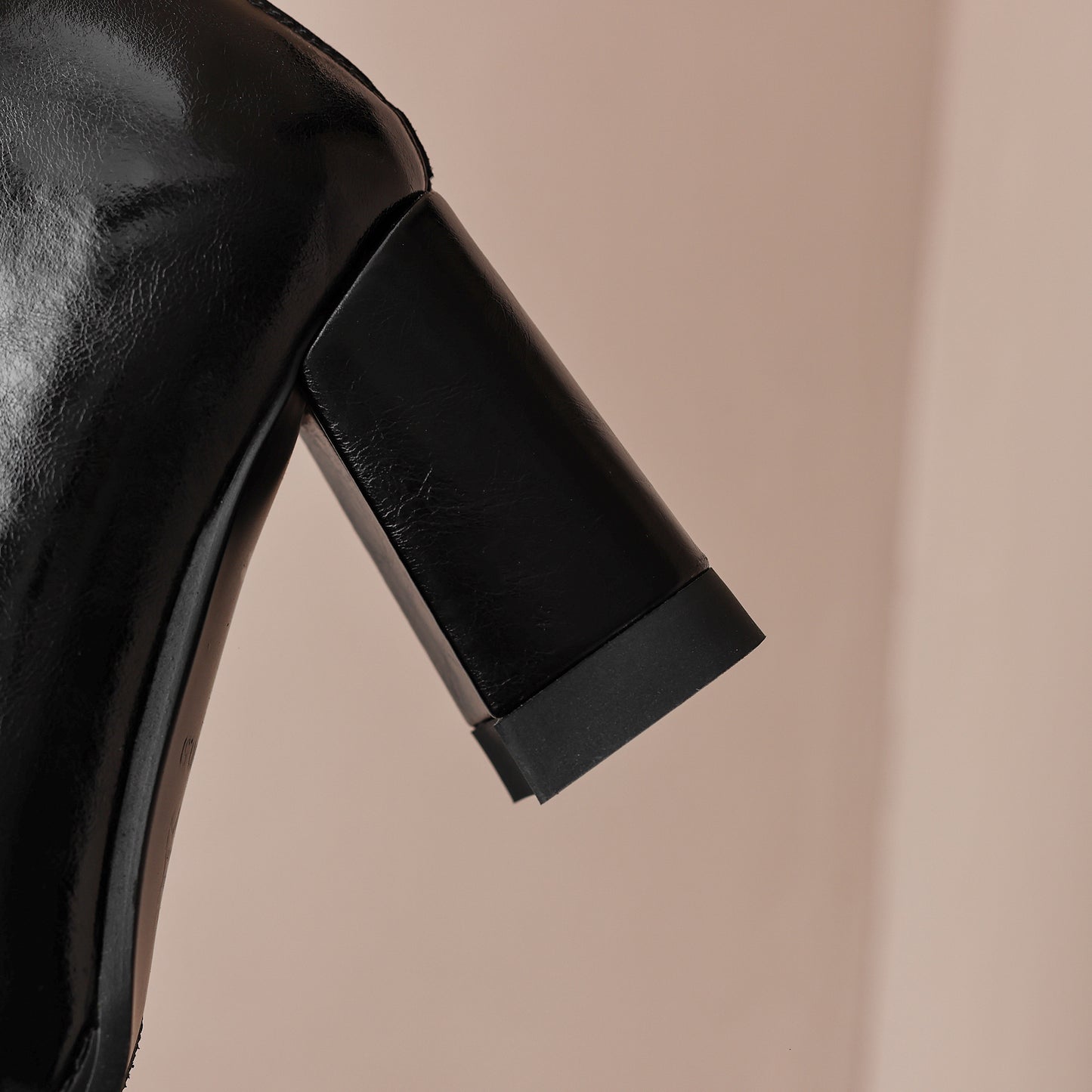TinaCus Handmade Women's Genuine Leather Chunky Heel  Zip Up Knee High Boots