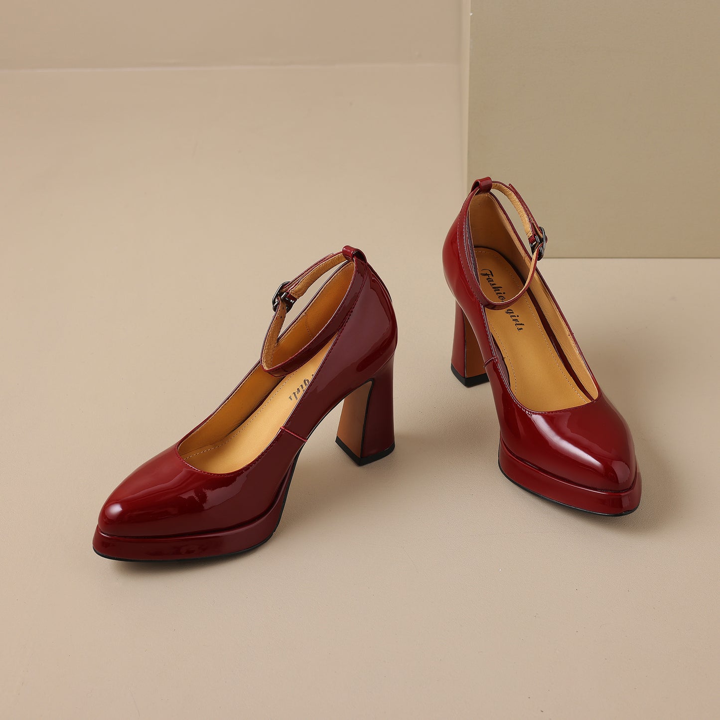 TinaCus Handmade Women's Genuine/Suede Leather Pointed Toe Ankle Strap High Block Heel Pumps Shoes with Platform