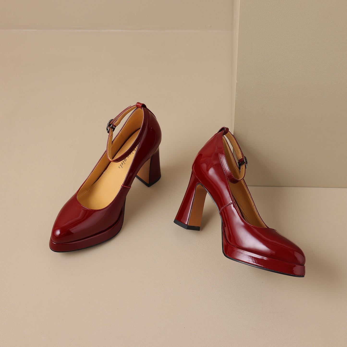 TinaCus Handmade Women's Genuine/Suede Leather Pointed Toe Ankle Strap High Block Heel Pumps Shoes with Platform