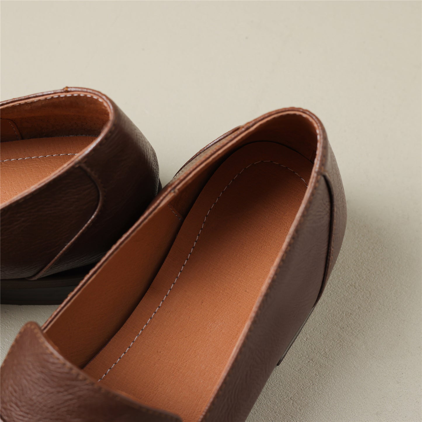 TinaCus Handmade Women's Genuine Leather Round Toe Slip On Flat Shoes