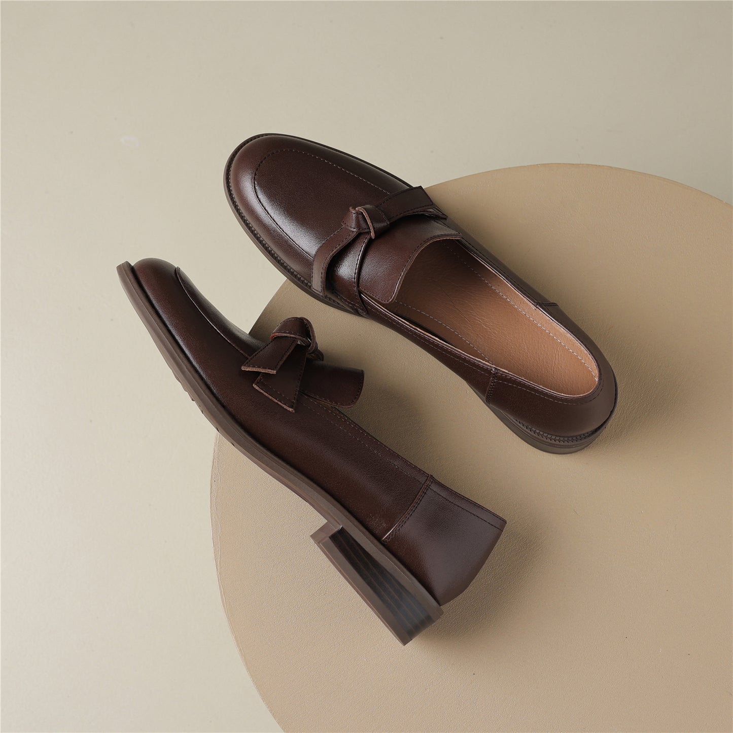 TinaCus Genuine Leather Round Toe Handmade Women's Slip On Comfort Flat Shoes