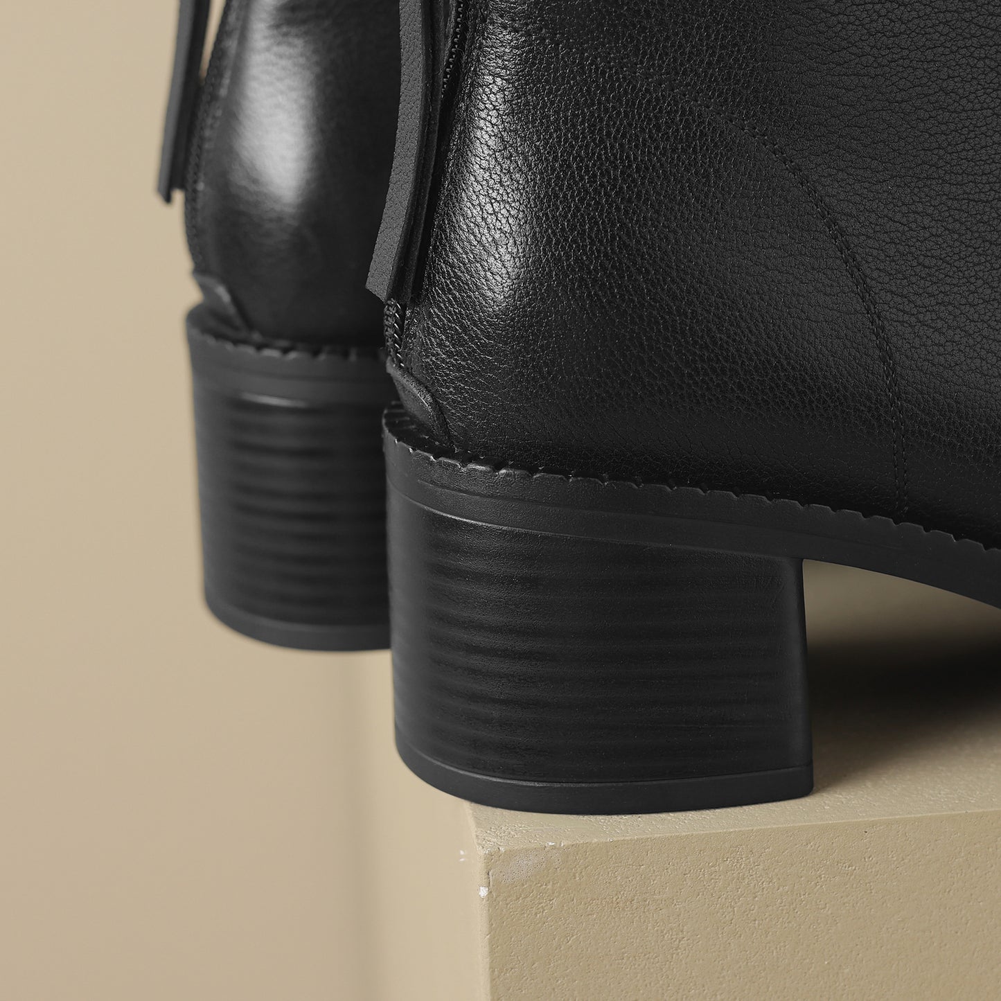TinaCus Women's Genuine Leather Zip Up Block Heel Handmade Ankle Boots