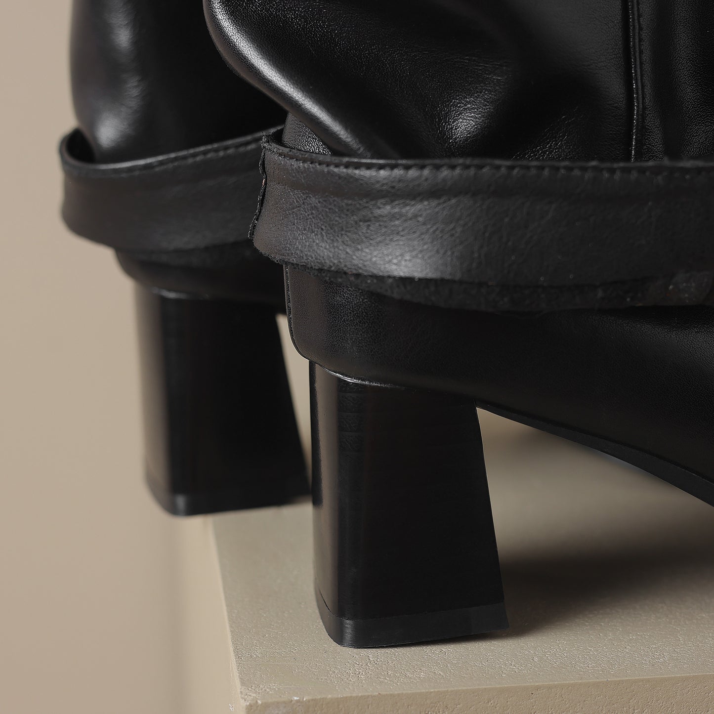 TinaCus Women's Genuine Leather Handmade Chunky Heel Stylish Pull On Mid Calf Boots