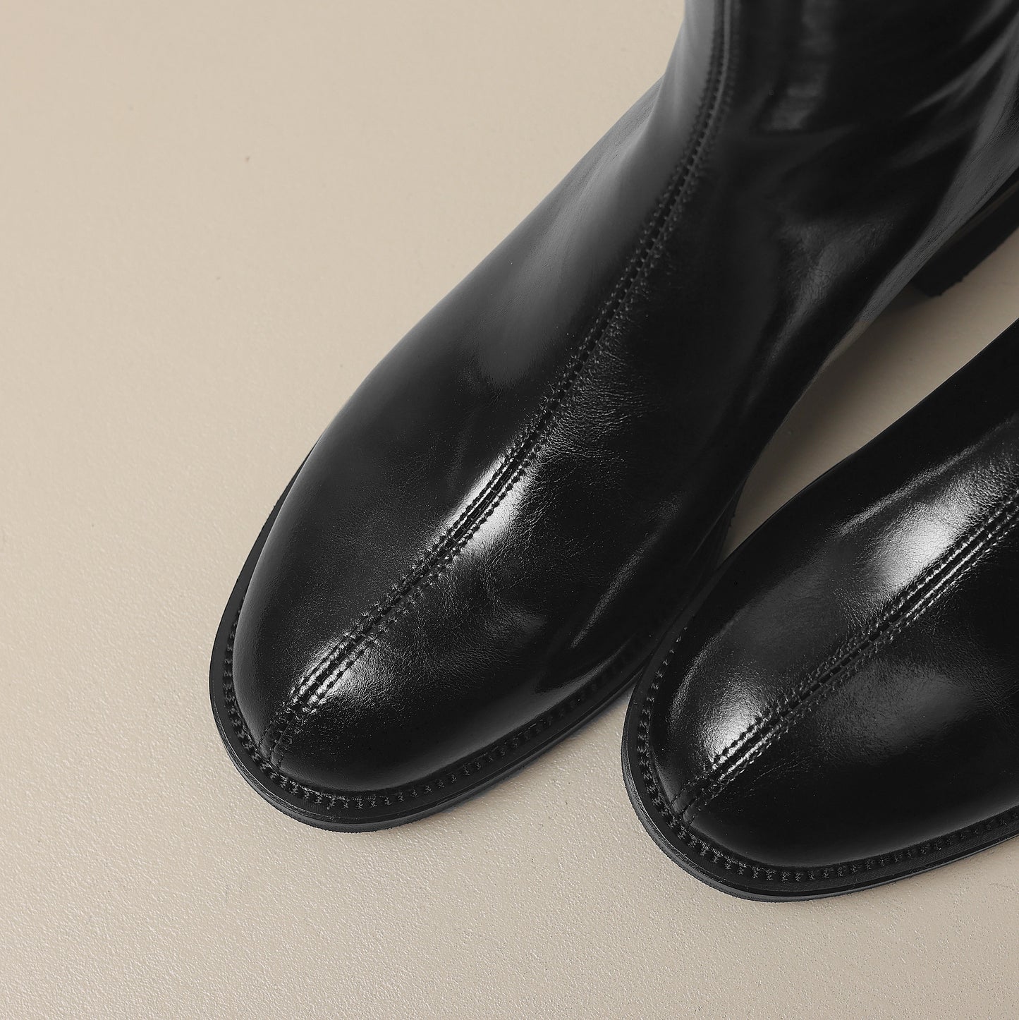TinaCus Women's Genuine Leather Handmade Chunky Heel Back Zip Up Knee High Boots