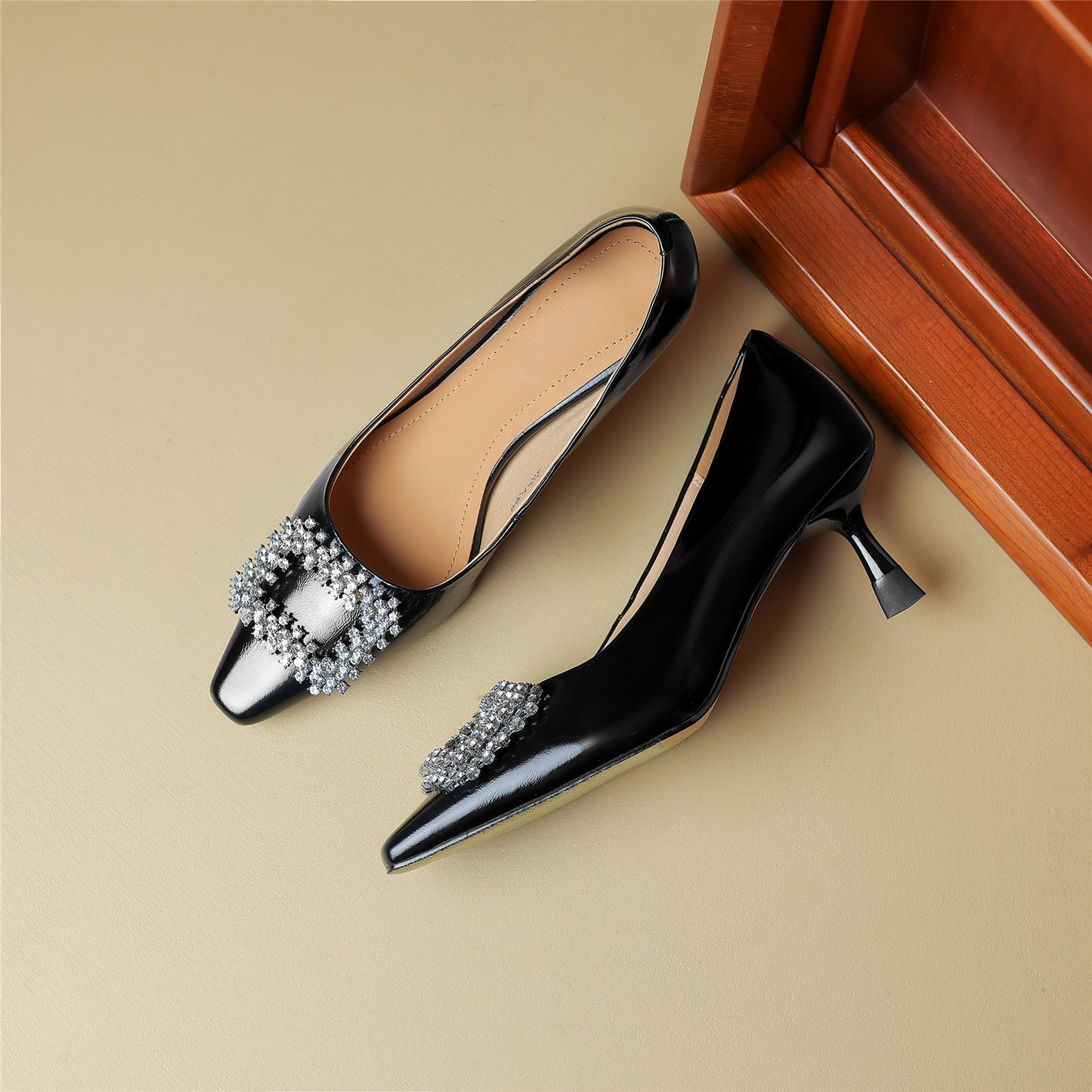 TinaCus Handmade Women's Genuine Leather Stiletto Heel Slip On Little Square Toe Pumps