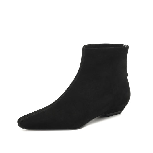 TinaCus Suede Leather Handmade Women's Low Heel Zip Up Ankle Boots