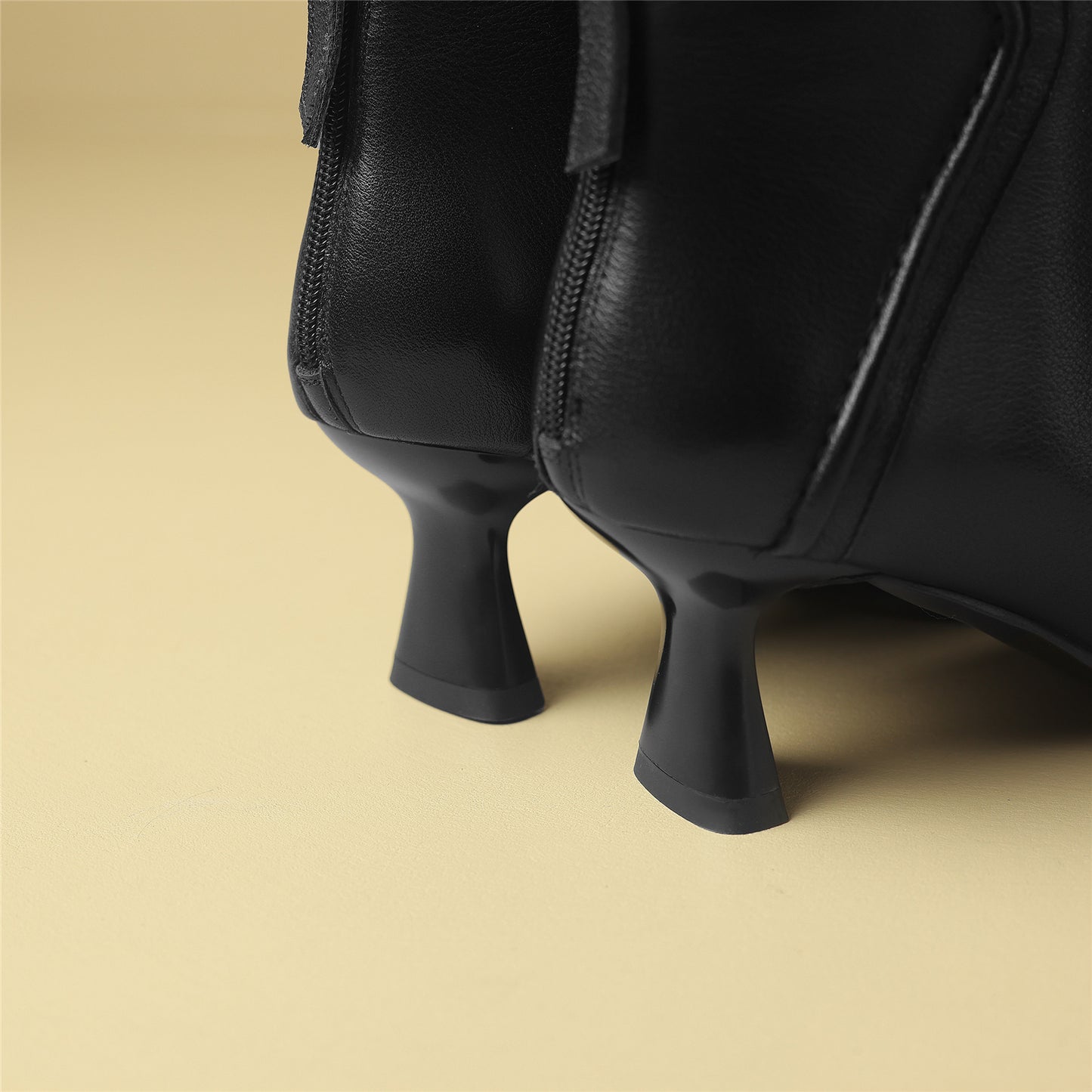 TinaCus Women's Genuine Leather Handmade Back Zip Up Kitten Heel Ankle Boots