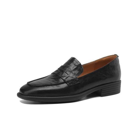 TinaCus Damen-Schlupfschuhe, handgefertigt, echtes Leder, runde Zehenpartie, flach