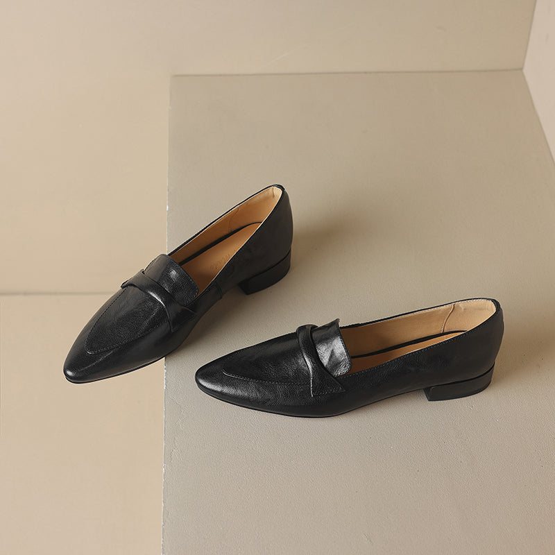 TinaCus Women's Genuine Leather Handmade Slip On Pointed Toe Flats