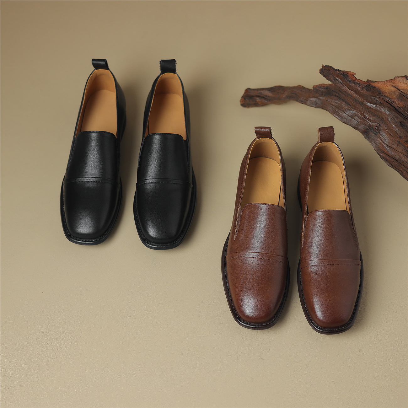 TinaCus Women's Round Toe Genuine Leather Handmade Slip On Flat Shoes