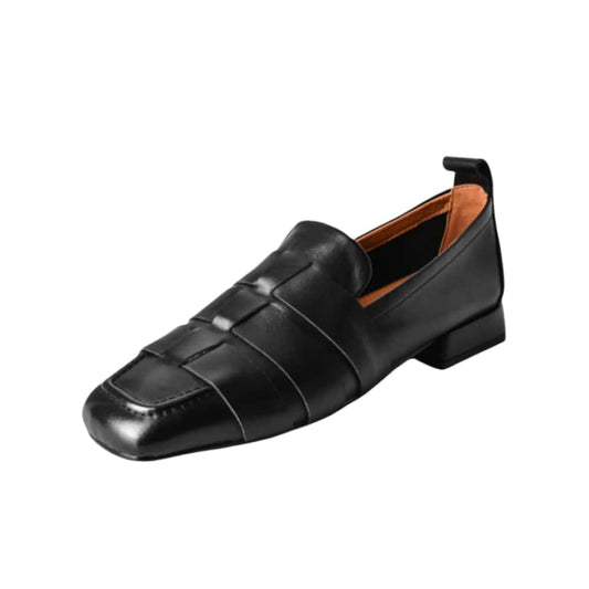 TinaCus Handmade Women's Soft Leather Square Toe Braided Style Slip On Loafers Flats Shoes