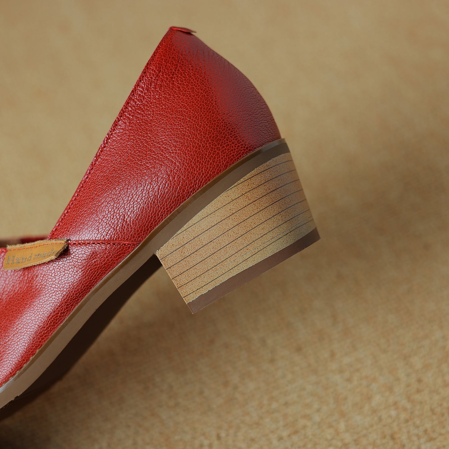 TinaCus Soft Genuine Leather Handmade Chunky Heels Women's Slip On Pointed Toe Loafers Shoes