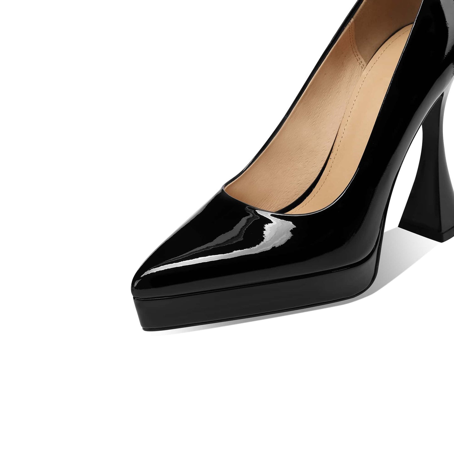 TinaCus Handmade Platform High Heels Women's Pointed Toe Patent Leather Stylish Pumps Shoes
