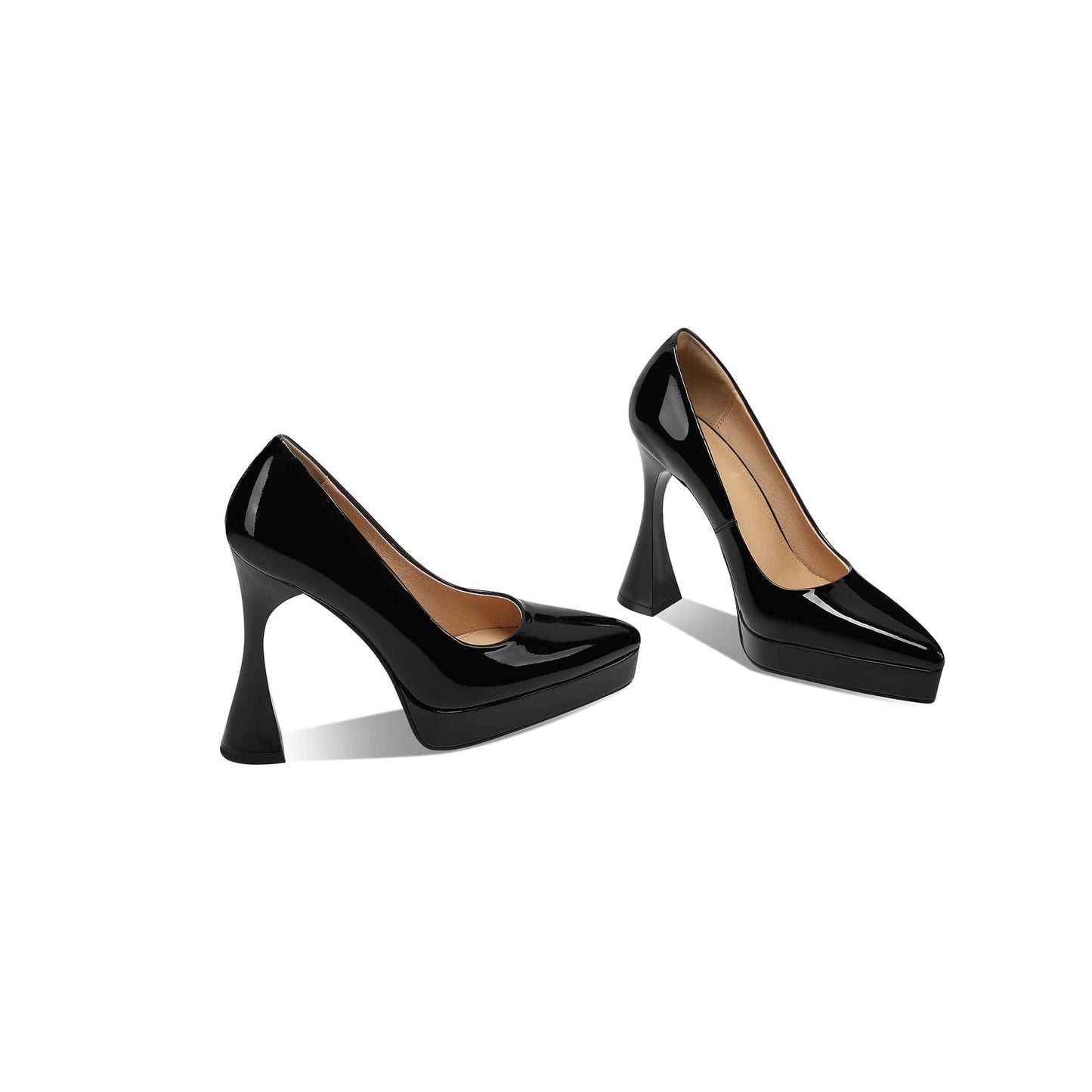 TinaCus Handmade Platform High Heels Women's Pointed Toe Patent Leather Stylish Pumps Shoes