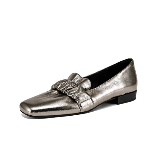 TinaCus Damen-Ballerinas aus echtem Leder, handgefertigt, quadratische Zehenpartie, klobiger Absatz